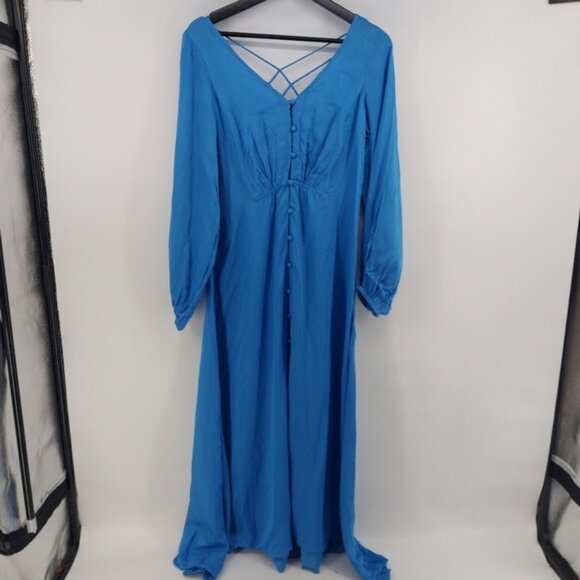 Free People Later Days Maxi Dress in Blue Size 4 Back Cut Out Design - Picture 5 of 11